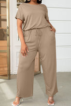 Load image into Gallery viewer, Jumpsuits - BBPro Plus Size Drawstring Waist Short Sleeve Jumpsuit