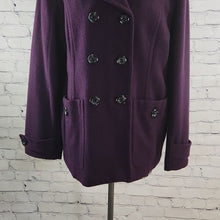 Load image into Gallery viewer, St. John's Bay Size Large Double Breasted Purple Pea Coat