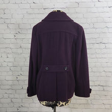 Load image into Gallery viewer, St. John's Bay Size Large Double Breasted Purple Pea Coat