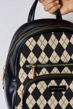 Load image into Gallery viewer, David Jones Argyle Pattern PU Leather Backpack