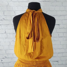 Load image into Gallery viewer, Versona Mustard Yellow Tiered Halter Dress-Size Small
