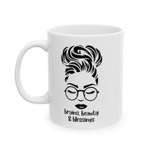 Load image into Gallery viewer, Brains, Beauty and Blessings Ceramic Mug, (11oz, 15oz)