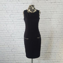 Load image into Gallery viewer, Adrienne Vittadini Size 10 Sleeveless Black Sheath Dress