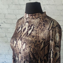 Load image into Gallery viewer, Size Large Mock Neck Reptile Print Dress with 2 Side Splits
