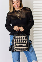 Load image into Gallery viewer, David Jones Argyle Pattern PU Leather Backpack