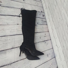 Load image into Gallery viewer, Aldo Size 9 Asteille Over-the-Knee Suede Boots-Mid Night Black