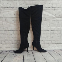 Load image into Gallery viewer, Aldo Size 9 Asteille Over-the-Knee Suede Boots-Mid Night Black