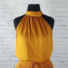 Load image into Gallery viewer, Versona Mustard Yellow Tiered Halter Dress-Size Small
