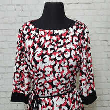 Load image into Gallery viewer, Liz Claiborne Size Medium Black, Red and White 3/4 Sleeve Shift Dress