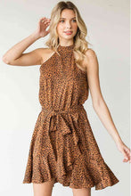 Load image into Gallery viewer, Dress - First Love Leopard Belted Sleeveless Dress