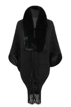 Load image into Gallery viewer, Top -Fringe Detail Long Sleeve Ribbed Poncho - 6 Color Options