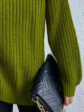 Load image into Gallery viewer, Top - Rib-Knit Slit Turtleneck - 12 Color Options