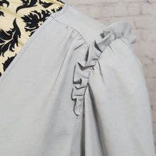 Load image into Gallery viewer, Express Solid Puff Sleeve Puritan Gray V-Neck Blouse- XL