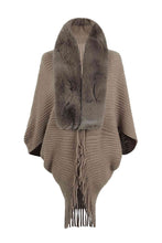 Load image into Gallery viewer, Top -Fringe Detail Long Sleeve Ribbed Poncho - 6 Color Options