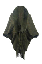 Load image into Gallery viewer, Top -Fringe Detail Long Sleeve Ribbed Poncho - 6 Color Options