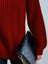 Load image into Gallery viewer, Top - Rib-Knit Slit Turtleneck - 12 Color Options