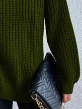Load image into Gallery viewer, Top - Rib-Knit Slit Turtleneck - 12 Color Options