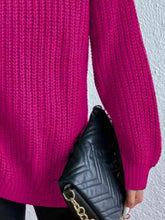 Load image into Gallery viewer, Top - Rib-Knit Slit Turtleneck - 12 Color Options