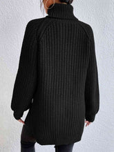 Load image into Gallery viewer, Top - Rib-Knit Slit Turtleneck - 12 Color Options