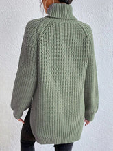 Load image into Gallery viewer, Top - Rib-Knit Slit Turtleneck - 12 Color Options