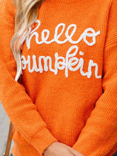 Load image into Gallery viewer, Top - HELLO PUMPKIN Dropped Shoulder Sweater