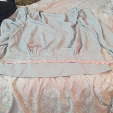 Load image into Gallery viewer, Express Solid Puff Sleeve Puritan Gray V-Neck Blouse- XL