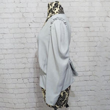 Load image into Gallery viewer, Express Solid Puff Sleeve Puritan Gray V-Neck Blouse- XL