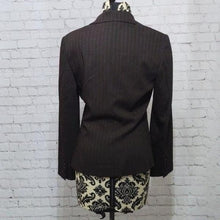 Load image into Gallery viewer, Ann Taylor Size 6 Brown and Light Blue Pinstripe Blazer