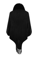 Load image into Gallery viewer, Top -Fringe Detail Long Sleeve Ribbed Poncho - 6 Color Options