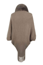 Load image into Gallery viewer, Top -Fringe Detail Long Sleeve Ribbed Poncho - 6 Color Options