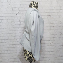 Load image into Gallery viewer, Express Solid Puff Sleeve Puritan Gray V-Neck Blouse- XL