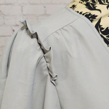 Load image into Gallery viewer, Express Solid Puff Sleeve Puritan Gray V-Neck Blouse- XL