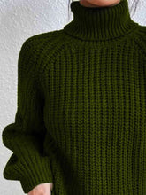Load image into Gallery viewer, Top - Rib-Knit Slit Turtleneck - 12 Color Options