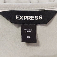 Load image into Gallery viewer, Express Solid Puff Sleeve Puritan Gray V-Neck Blouse- XL