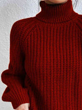 Load image into Gallery viewer, Top - Rib-Knit Slit Turtleneck - 12 Color Options