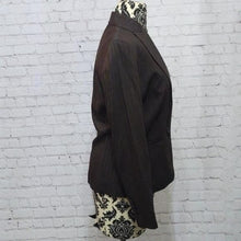 Load image into Gallery viewer, Ann Taylor Size 6 Brown and Light Blue Pinstripe Blazer