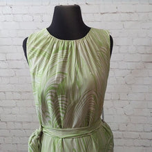 Load image into Gallery viewer, Express Size L Green Printed Sleeveless Tiered Ruffle Dress