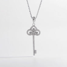 Load image into Gallery viewer, Jewelry - Sterling Silver Inlaid Zircon Key Shape Necklace