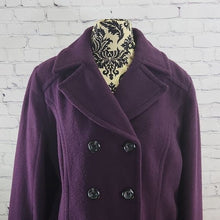 Load image into Gallery viewer, St. John&#39;s Bay Size Large Double Breasted Purple Pea Coat
