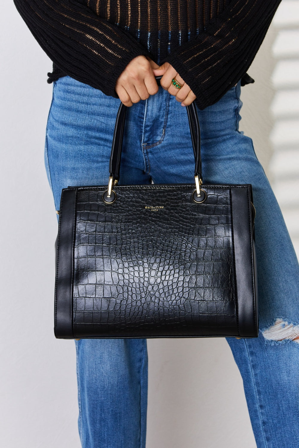 Bag - David Jones Texture PU Leather Handbag