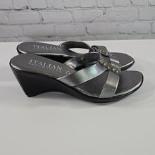 Load image into Gallery viewer, Italian Shoemakers Size 7 ½ Gray Wedge Sandals

