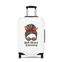 Load image into Gallery viewer, Black Blessed, and Beautiful Luggage Cover
