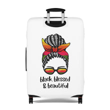 Load image into Gallery viewer, Black Blessed, and Beautiful Luggage Cover
