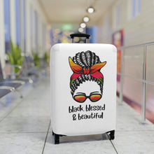 Load image into Gallery viewer, Black Blessed, and Beautiful Luggage Cover
