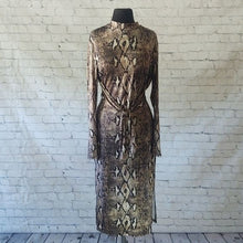 Load image into Gallery viewer, Size Large Mock Neck Reptile Print Dress with 2 Side Splits
