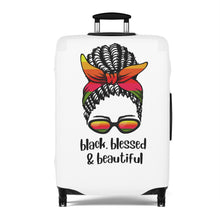 Load image into Gallery viewer, Black Blessed, and Beautiful Luggage Cover
