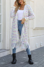 Load image into Gallery viewer, Top - Multicolored Open Front Fringe Hem Cardigan - 6 Color Options
