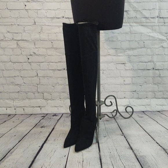 Aldo Size 9 Asteille Over-the-Knee Suede Boots-Mid Night Black