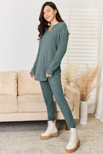 Load image into Gallery viewer, Sets -   Basic Bae Long Sleeve V-Neck Top and Pants Set
