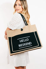 Load image into Gallery viewer, Bag - Fame Hello Weekend Burlap Tote Bag
